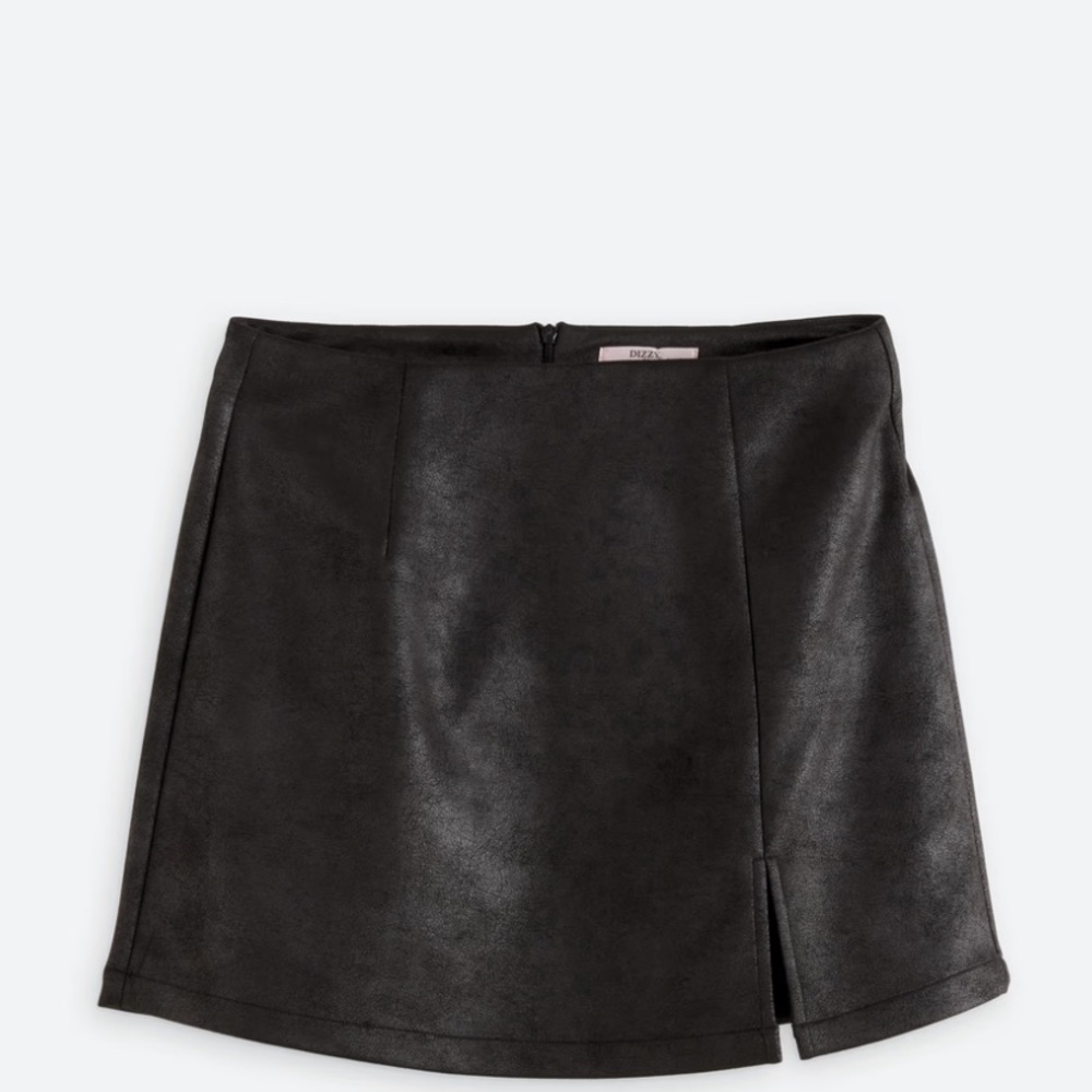 Black Faux Leather Skort